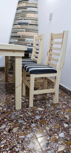 Mesa Comedor 1,20 Metro X 80cm + 4 Sillas Tapizadas Sin Pintar Sin Pintar