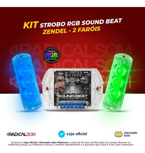 Imagem 9 de 9 de Kit 2 Strobo Automotivo Rgb Zendel Rítmico 9w