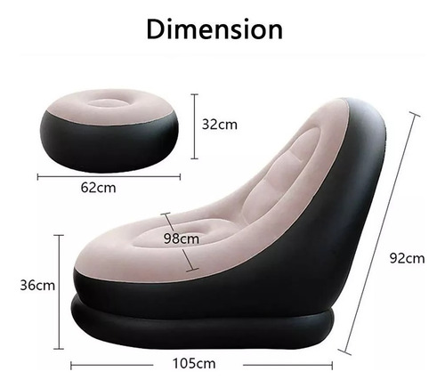Sillón Inflable Puff Tumbona Con Reposa Pies