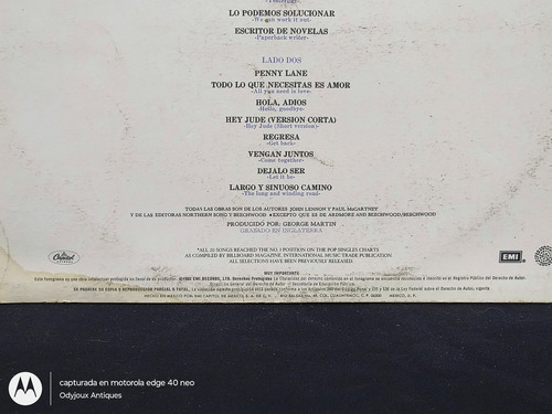Disco Vinilo The Beatles 20 Greatest Hits Emi Records 1982 Edición Limitada (Usado)