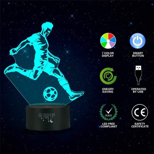 Luz Nocturna 3d, Lámpara Led Para Niños, Juguetes De Fútbol