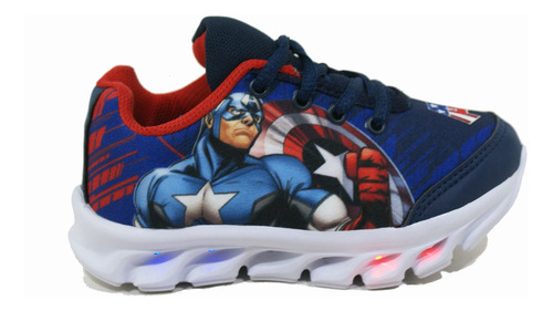 Imagen 2 de 5 de Zapatilla Marvel Capitan America Led Azul Niño Deporfan
