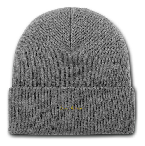 Gorro Lana Rocky Gris Bordado Sunshine Texto Dorado Cursiva