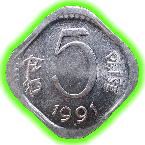 India - Moneda 5 Paisa 1991 - León De Ashoka