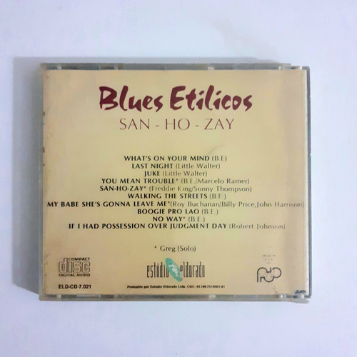 Cd Blues Etilicos - San - Ho -zay (leia A Descrição) (Usado)