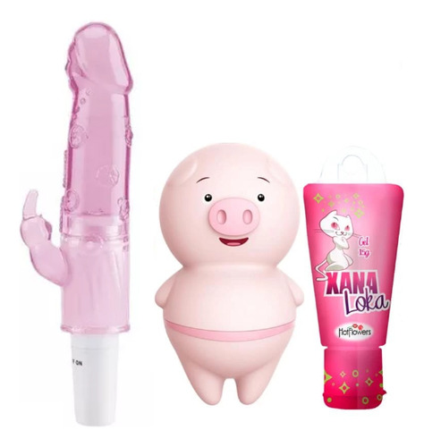 Massageador Elétrico Portátil Kit 3 Combo Porkinho Max Rosa-chiclete