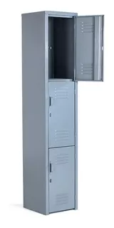 Locker Metalico Casillero Gabinete 3 Puertas Gris Candado