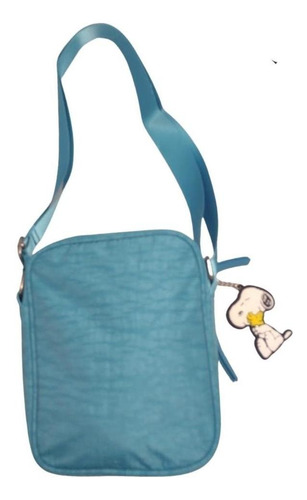 Bolsa Lateral Feminina Porta Celular Externo Snoopy Cor Verde Desenho do tecido Liso