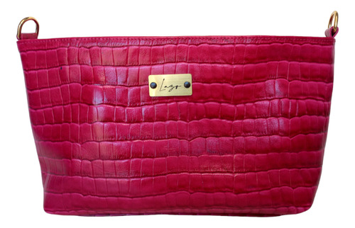 Imagen 2 de 2 de Cartera De Cuero Croco Mediana -modelo Lucia S/cadena-