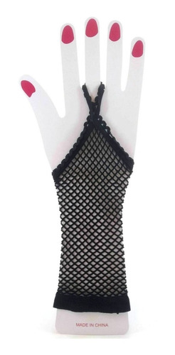 Guantes Mitones Red Con Puntilla Sin Dedos Medianos Negros