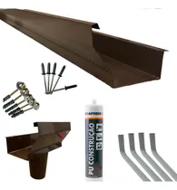 Comprar Kit 3 Metros De Calha Beiral Marrom C\u002F Suportes E Acessórios