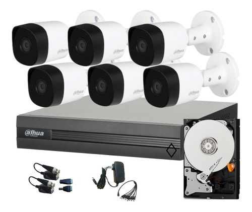 Kit 6 Camaras 2mp Metalicas 1080p Lite H265 P2p Baluns 2tb