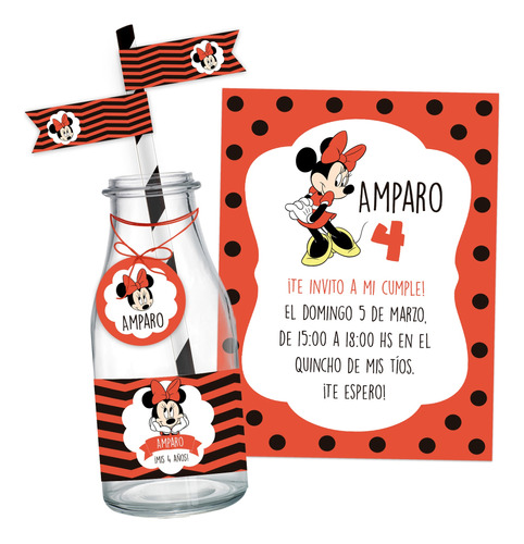 Kit Imprimible Minnie Mouse Roja Cumpleaños Personalizado