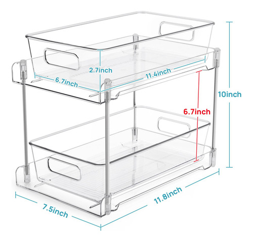 Organizador De Baño Transparente De 2 Niveles Con 2 Piezas