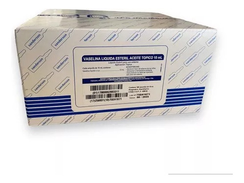 Vaselina Liquida Esteril 10ml - Aceite Topico(1 Ampolla) V/a