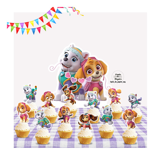 Topper Cupcake Adorno Pinchos Muffins X12 Skye Everest Paw P
