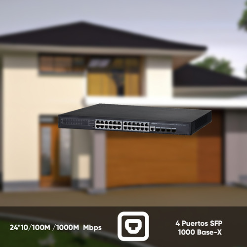 Dahua Switch Poe Gigabi 24 Puertos Switching 56 Gbps