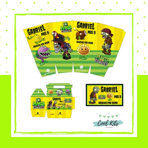 Kit Imprimible Plantas Vs Zombies Personalizado Candybar