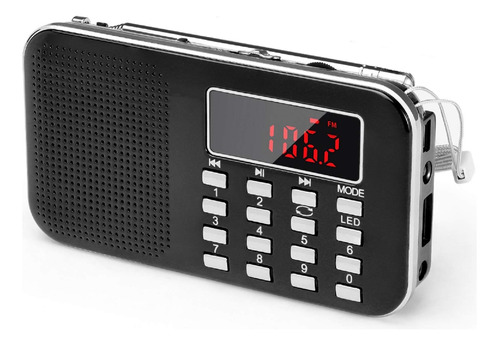 Mini Radio Portatil Am Fm Bolsillo Mp3 Linterna Led Altavoz