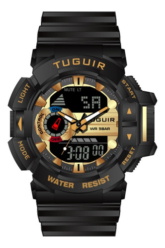 Relógio Masculino Tuguir Anadigi Tg250 Preto E Dourado