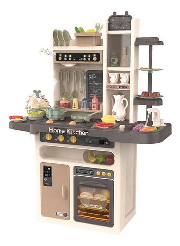 Cozinha Infantil Completa Som Luz Vapor Maquina De Ovos 94cm Cor Café