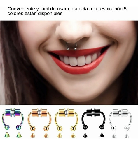 . 5 Pcs Anillo De Nariz Falso Magnético Sin Perforación