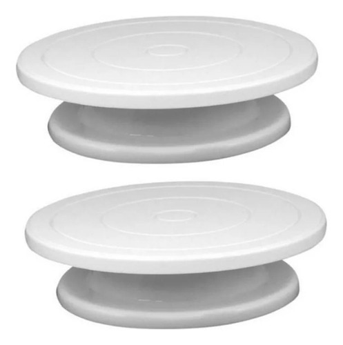 Soporte giratorio para tartas con forma de bailarina, 2 platos, 28 cm, color blanco