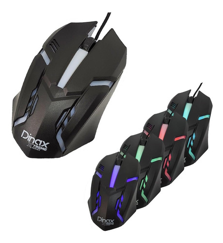 Imagen 1 de 5 de Mouse Gamer Dinax Óptico Retroiluminado Usb Luz Led Colegio