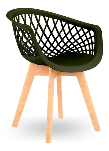 4 Cadeiras Web Cloe Base Wood Verde Musgo Artiluminacao