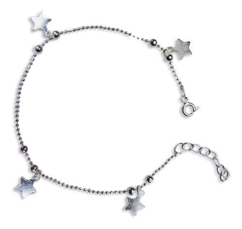 Pulsera Chiche Estrellas Bolitas Plata Fina 925