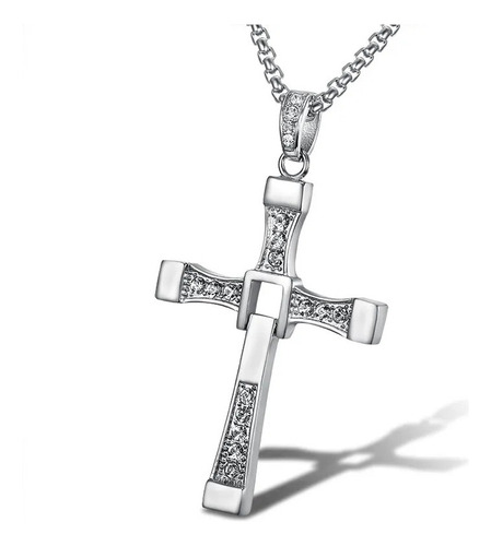 C Collar Cadena Cruz Toretto Plata Cadena 60cm Grumet Moda