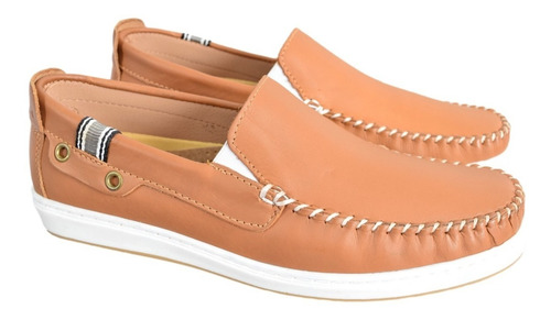 Mocasín Náutico Hombre Hopper 1929 Cuero Elástico Cosido