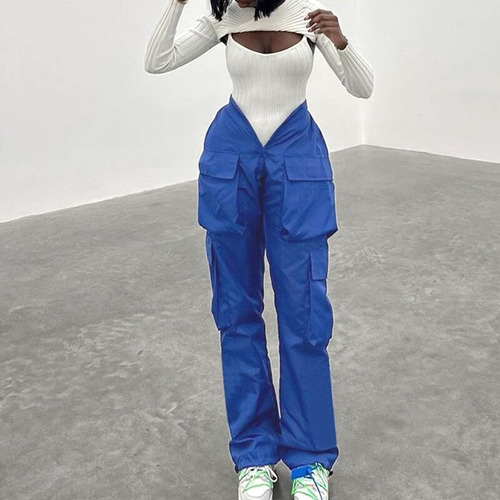 Pantalón Cintura Alta Cargo Pant Moda Casual Comodo Dama