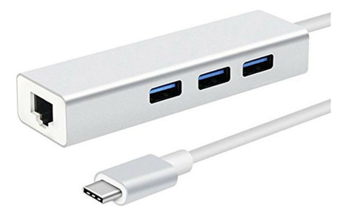 Usb Tipo C A Hub Usb 3.0 Y Puerto Lan Rj45 1000mbps