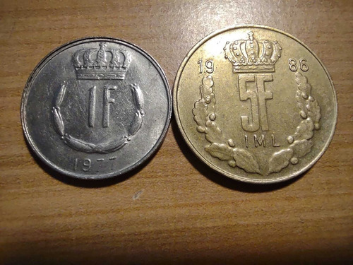 2 Monedas De Luxemburgo 1 Y 5 Francos #km 55 Y #km 60.1