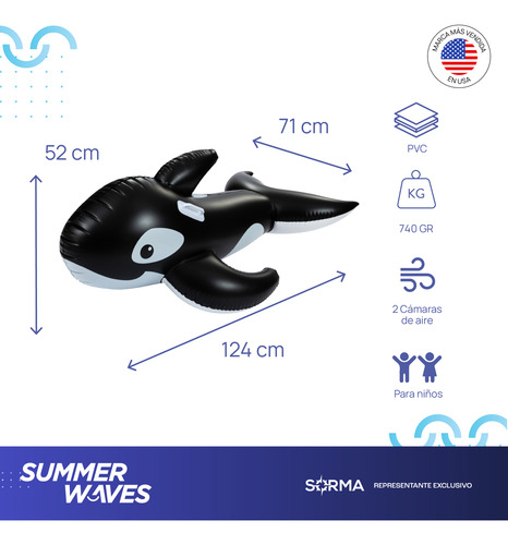 Orca Ballena Inflable 124 X 71 X 52 Cm Summer Waves