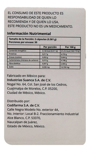 Carboxin Suplemento Caja C/frasco De 60 Cápsulas De 180mg Cu