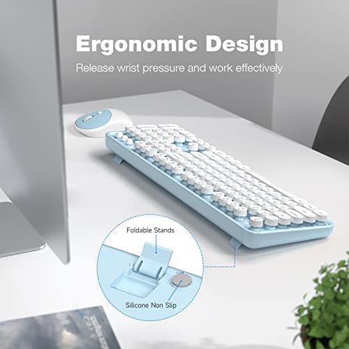 Combo De Teclado Y Ratón Inalámbricos - Geezer Blue-white Fu