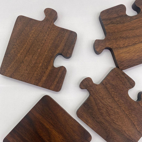 Walnut Dark Wood Coaster Puzzle Splicing Heat Insulation Pla