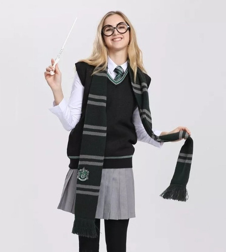 Harrypotter, Griffindor,slytherin, Hermione Bufanda De Punto Slytherin Rayas M