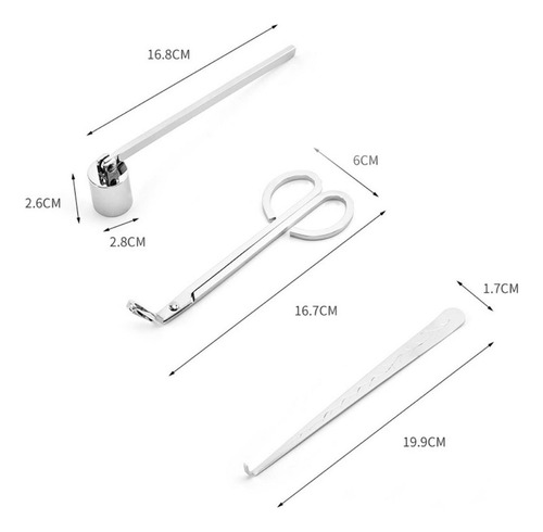 Vela Pavio Cortador Trimmer, Snuffer Vela & Dipper, Aço