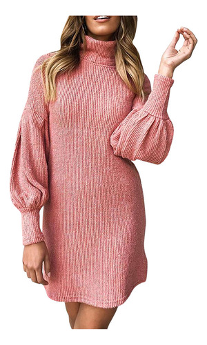 Vestido Tipo Suéter De Cuello Alto Para Mujer, Casual,