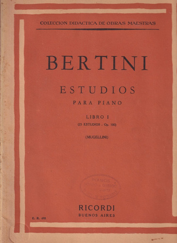 Bertini Estudios Para Piano 1 Ricordi 