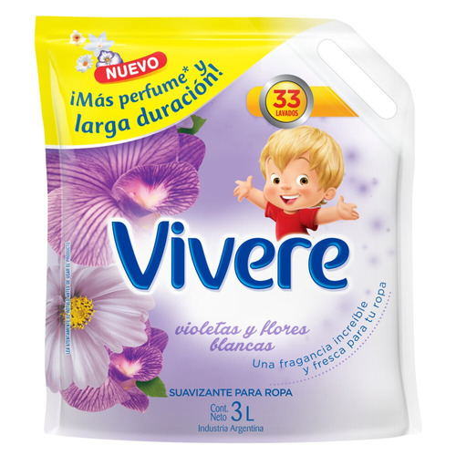 Suavizante Vivere Violetas Y Flores Blancas Repuesto 3 L