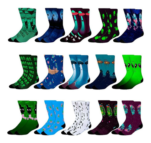 Imagem 9 de 10 de Kit Meias Divertidas - 1000 Estampas Disponíveis (3 Pares)