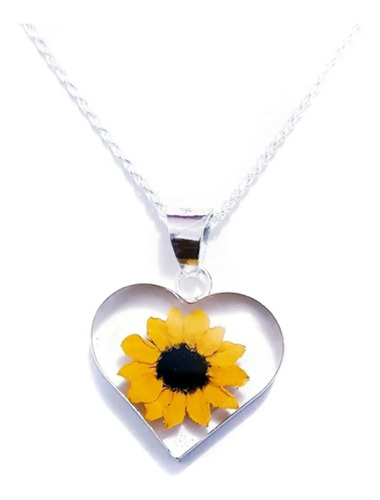 Dije Girasol Corazon Torsal 100% Plata 925 Graba Tu Nombre