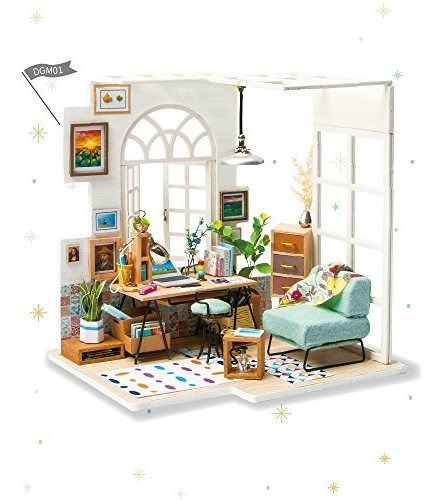 Robotime Miniature Dollhouse Kit Decoraciones Con Luces Y Mu