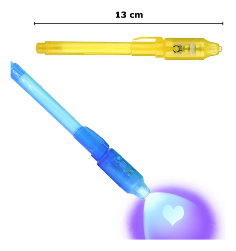 12 Unidades - Caneta Magica Com Tinta Invisível E Luz Negra