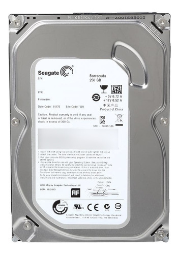 Disco Duro Interno - 250 Gb Seagate Barracuda / Garantía (Reacondicionado)