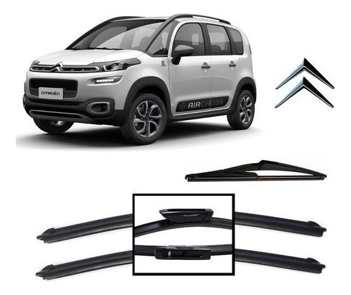 Kit 3 Palhetas Parabrisa Diant+tras Citroen 2015... Aircross